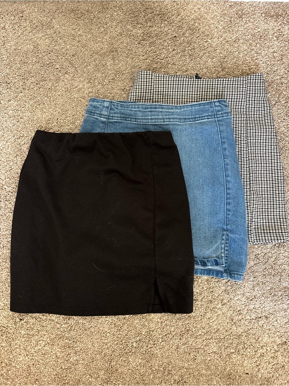 Tight Mini Skirts - Black, Denim, & Plaid